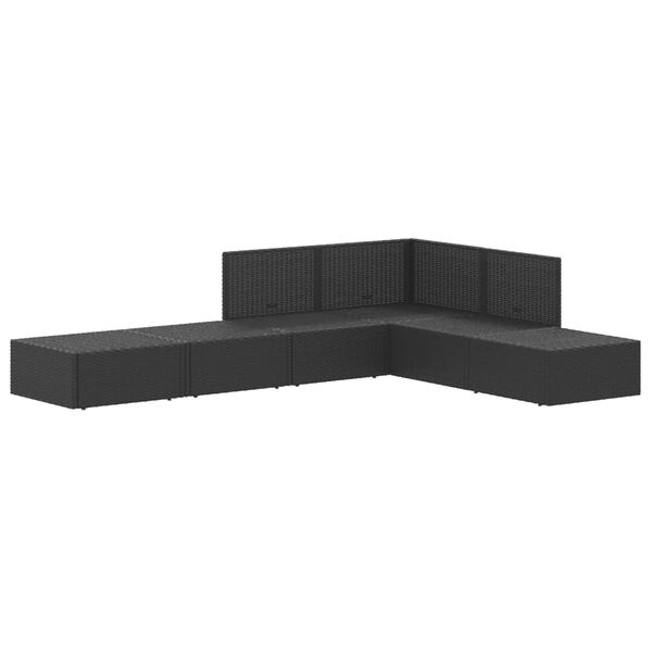 vidaXL 6 Piece Garden Lounge Set with Cushions Black Poly Rattan