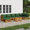 vidaXL 8 Piece Garden Lounge Set with Green Cushions Solid Wood