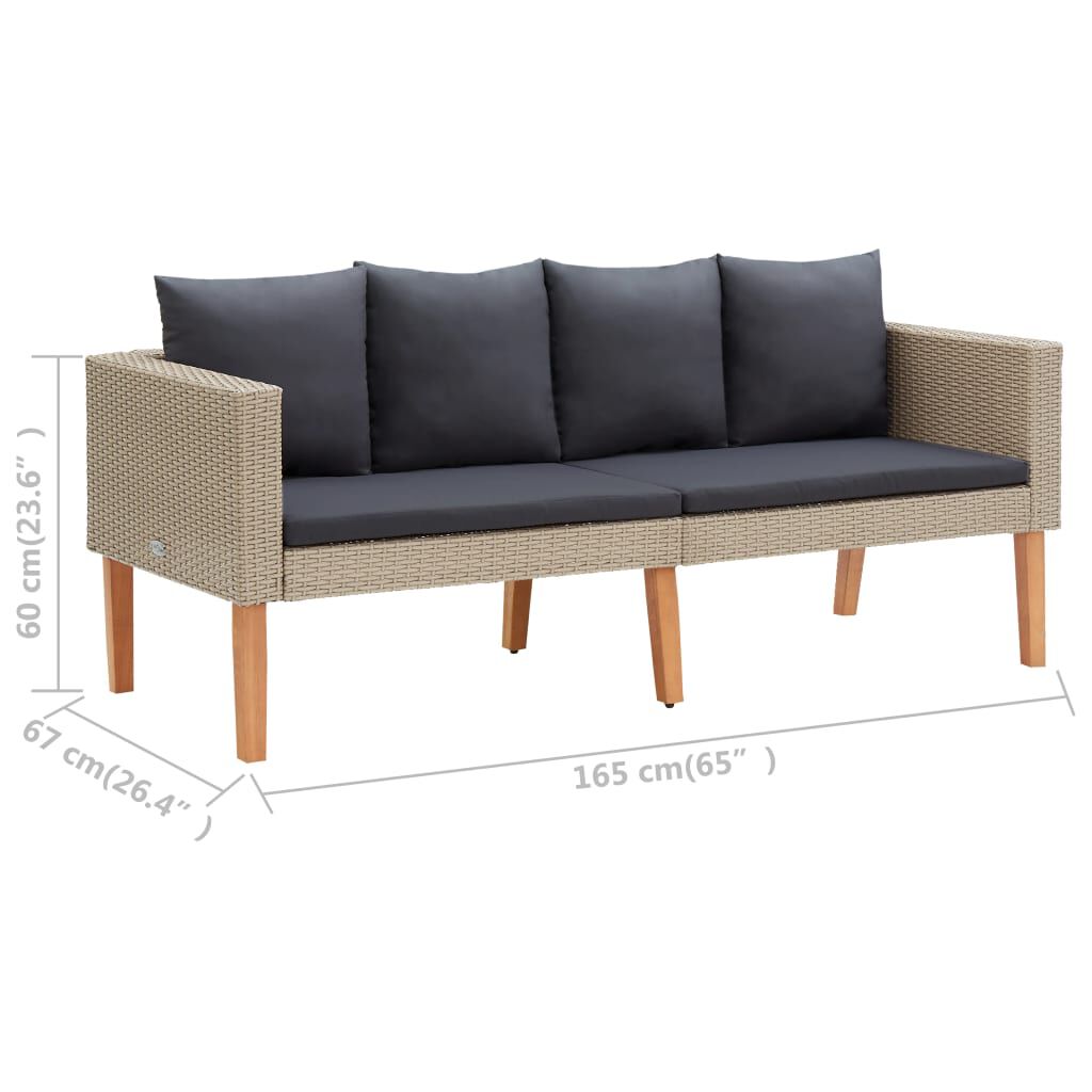 vidaXL 4 Piece Garden Lounge Set with Cushions Poly Rattan Beige