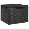 vidaXL 3-Seater Garden Sofa with Roof and Footstool Black Poly Rattan