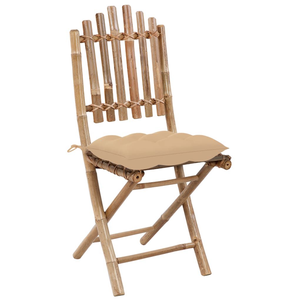 vidaXL 5 Piece Folding Outdoor Dining Set with Cushions Bamboo