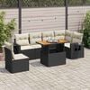vidaXL 7 Piece Garden Sofa Set with Cushions Black Poly Rattan