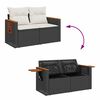 vidaXL 5 Piece Garden Sofa Set with Cushions Black Poly Rattan Acacia