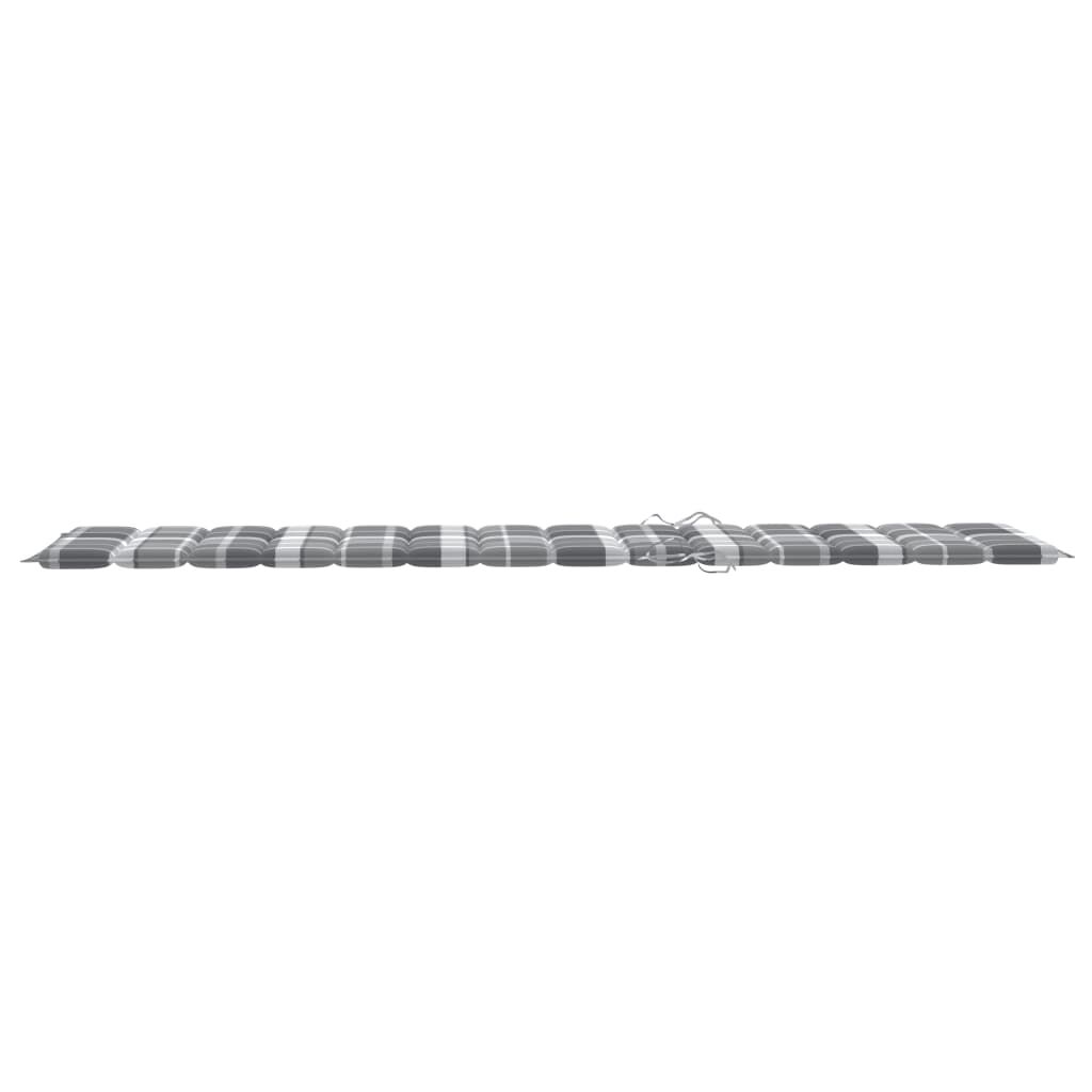 vidaXL Sun Lounger with Grey Check Pattern Cushion Solid Teak Wood