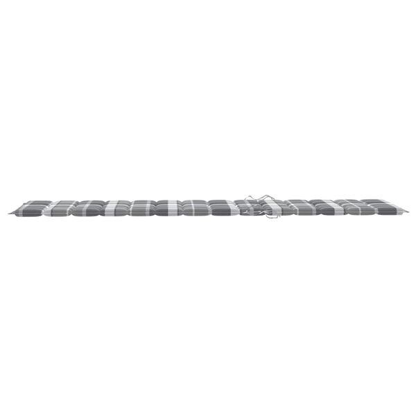 vidaXL Sun Lounger with Grey Check Pattern Cushion Solid Teak Wood