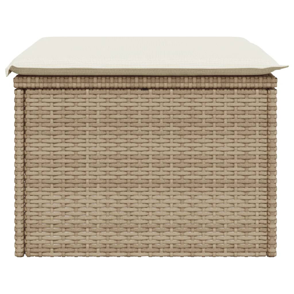 vidaXL Garden Stool with Cushion Beige 55x55x37 cm Poly Rattan
