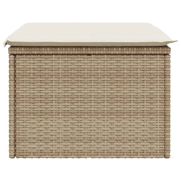 vidaXL Garden Stool with Cushion Beige 55x55x37 cm Poly Rattan
