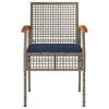 vidaXL 3 Piece Bistro Set with Cushions Grey Poly Rattan Acacia Wood