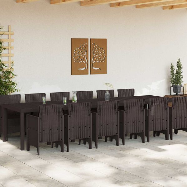 vidaXL Garden Dining Set 13 pcs Brown Polt rattan