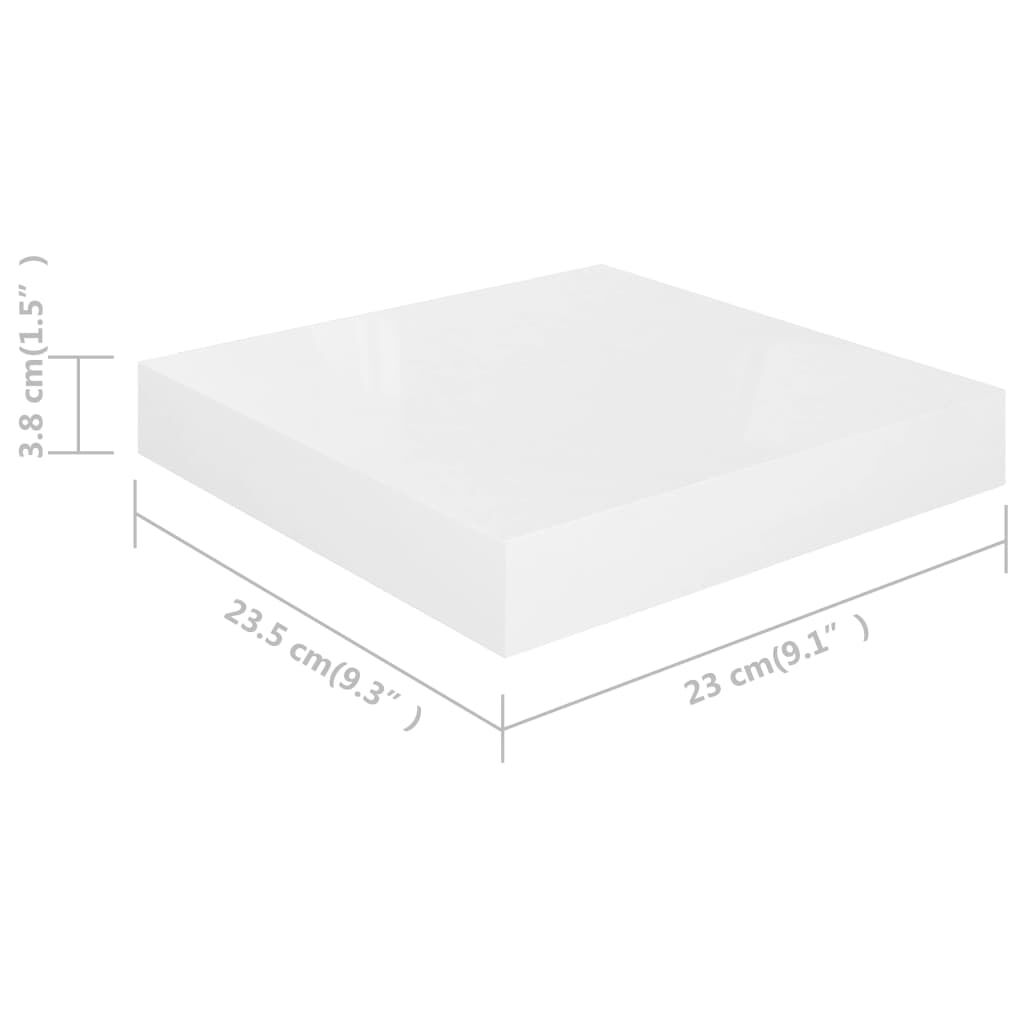 vidaXL Floating Wall Shelves 2 pcs High Gloss White 23x23.5x3.8 cm MDF