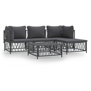 vidaXL 5 Piece Garden Lounge Set with Cushions Anthracite Steel