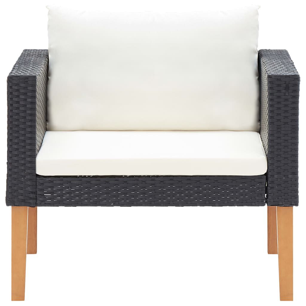 vidaXL 4 Piece Garden Lounge Set with Cushions Poly Rattan Black