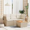 vidaXL 4 Piece Garden Sofa Set with Cushions Beige Poly Rattan
