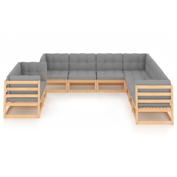 vidaXL 9 Piece Garden Lounge Set with Cushions Solid Pinewood