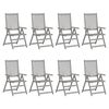 vidaXL Garden Reclining Chairs with Cushions 8 pcs Grey Solid Wood Acacia