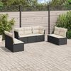 vidaXL 7 Piece Garden Sofa Set with Cushions Black Poly Rattan