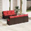 vidaXL Sofa Set 8 pcs Brown and Red Poly Rattan