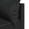 vidaXL Garden Corner Sofa with Cushions Black Poly Rattan
