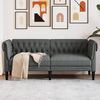 vidaXL Chesterfield Sofa 2-Seater Dark Grey Fabric