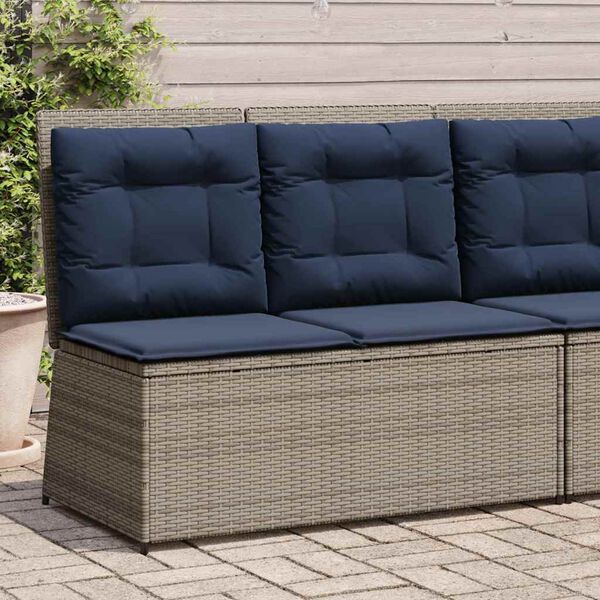 vidaXL Garden Bench with Cushion Grey Poly rattan