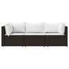 vidaXL 3 Piece Garden Lounge Set with Cushions Brown Poly Rattan