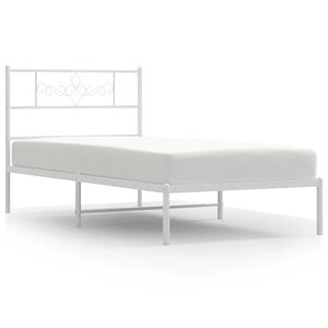 vidaXL Metal Bed Frame without Mattress with Headboard White 100x200cm
