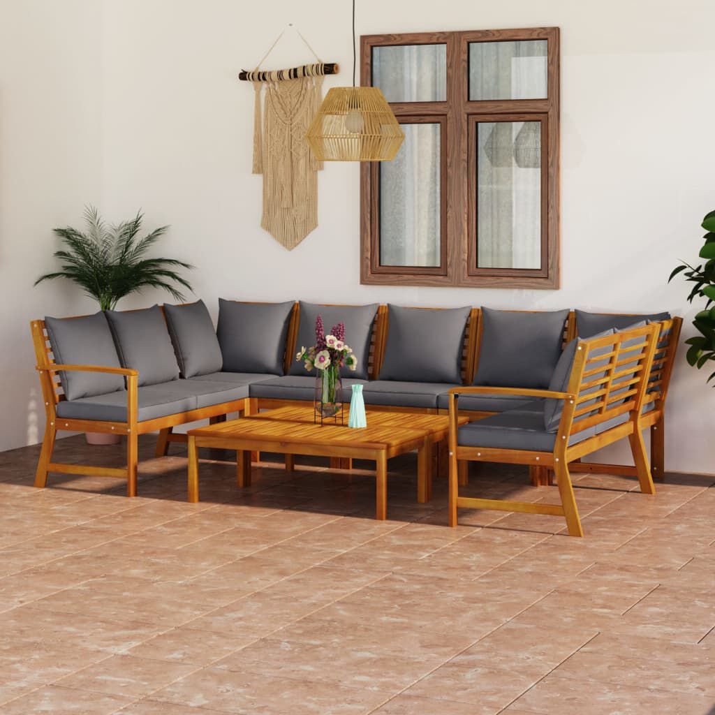 vidaXL 9 Piece Garden Lounge Set with Cushion Solid Acacia Wood