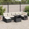vidaXL 8 Piece Garden Sofa Set with Cushions Black Poly Rattan