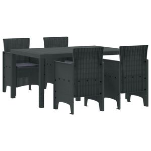 vidaXL Garden Dining Set 5 pcs Anthracite Polt rattan