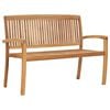 vidaXL 2-Seater Stacking Garden Bench 120 cm Solid Teak Wood