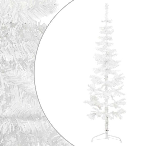 vidaXL Slim Artificial Half Christmas Tree with Stand White 150 cm