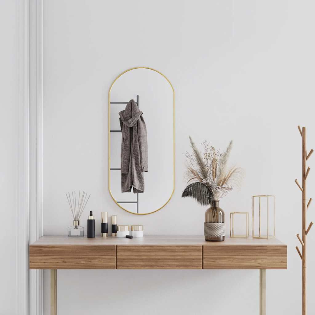 vidaXL Wall Mirror Gold 90x40 cm Oval