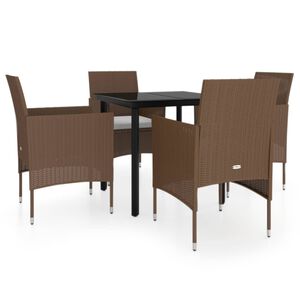 vidaXL 5 Piece Garden Dining Set with Cushions Brown and Black