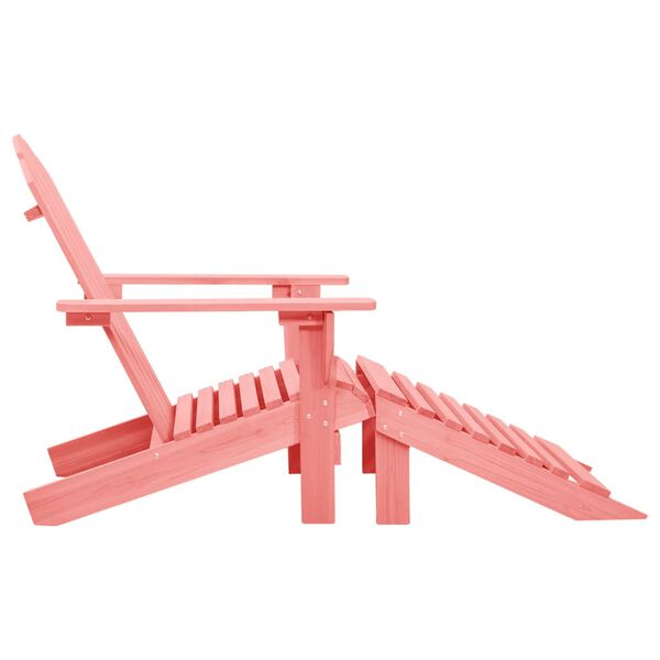 vidaXL Garden Adirondack Chair with Ottoman Solid Fir Wood Pink