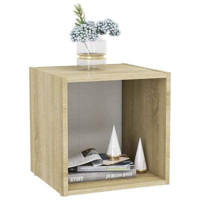 vidaXL TV Cabinet White and Sonoma Oak 37x35x37 cm Engineered Wood