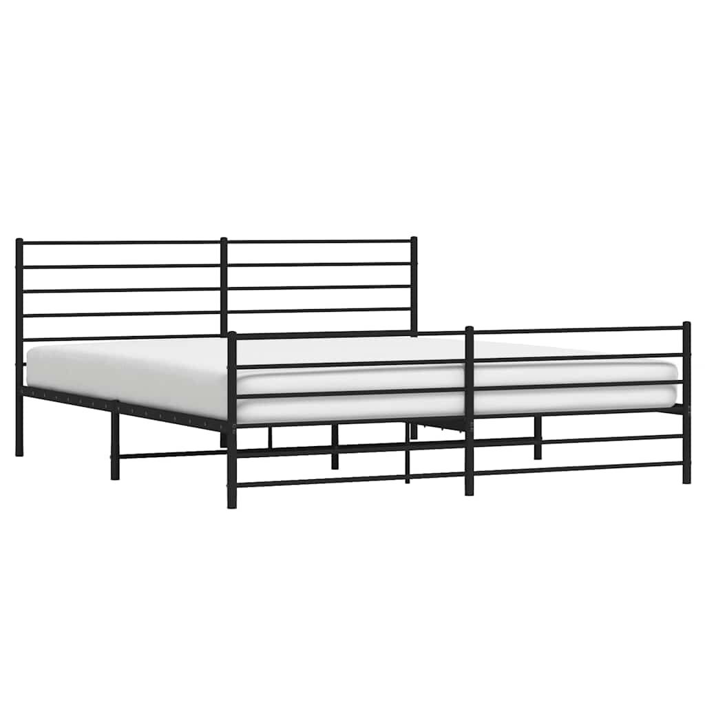 vidaXL Metal Bed Frame without Mattress with Footboard Black 193x203cm