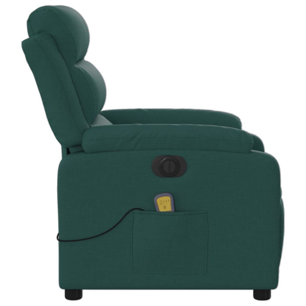 vidaXL Electric Massage Recliner Chair Dark Green Fabric