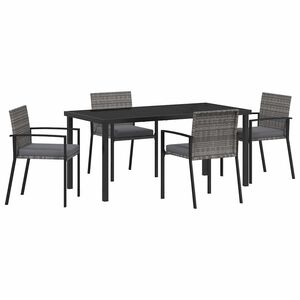 vidaXL Garden Dining Set 5 pcs Grey Powder-Coated Steel