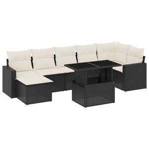 vidaXL 8 Piece Garden Sofa Set with Cushions Black Poly Rattan