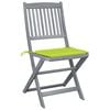 vidaXL Folding Outdoor Chairs 2 pcs with Cushions Solid Acacia Wood