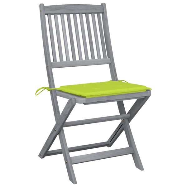 vidaXL Folding Outdoor Chairs 2 pcs with Cushions Solid Acacia Wood