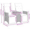 vidaXL Reclining Garden Sofa 2-Seater with Table Grey Poly Rattan