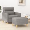 vidaXL Sofa Chair with Footstool Light Grey 60 cm Fabric