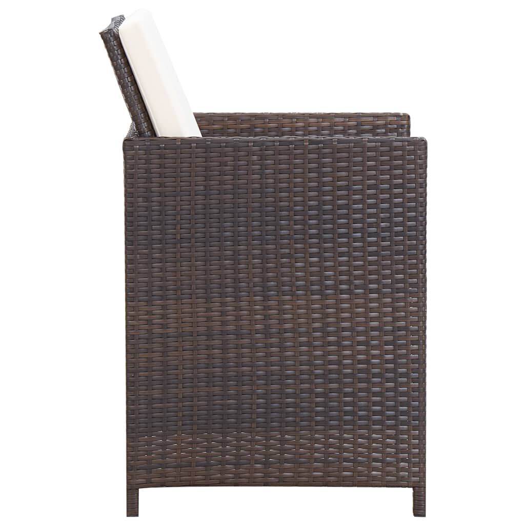 vidaXL 5 Piece Outdoor Dining Set with Cushions Poly Rattan Brown
