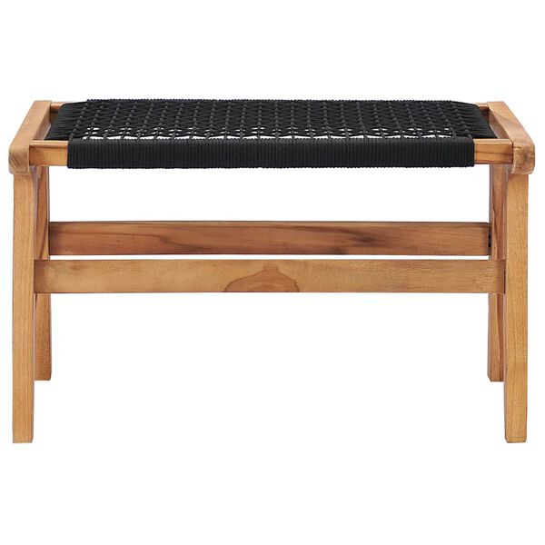 vidaXL Sun Lounger with Footrest Solid Teak Wood and Rope