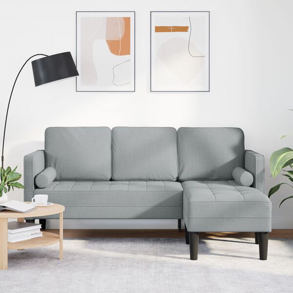 vidaXL Light Grey L-shaped Sofa for 3 People, 160 cm Fabric