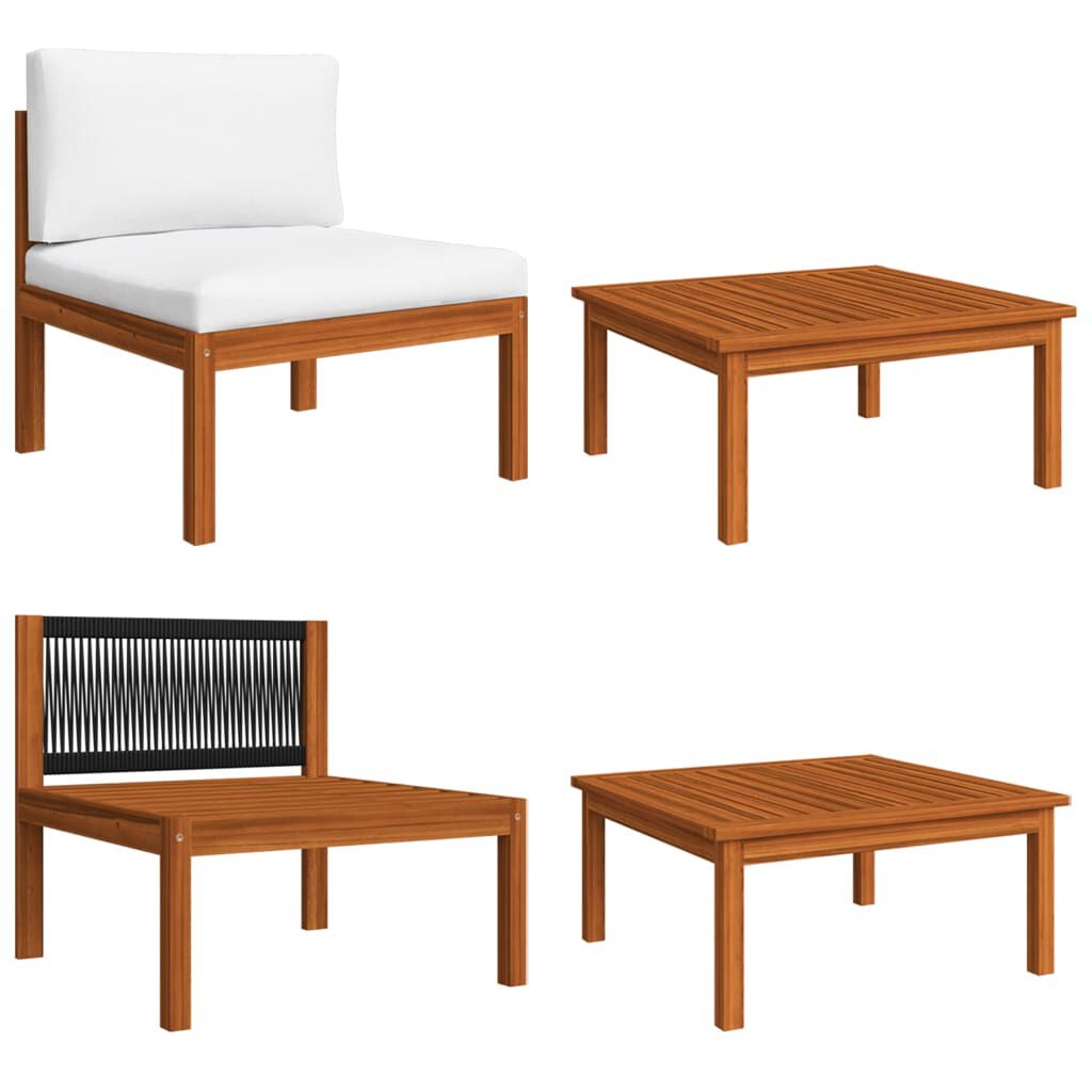 vidaXL 7 Piece Garden Lounge Set with Cushions Cream Solid Acacia Wood