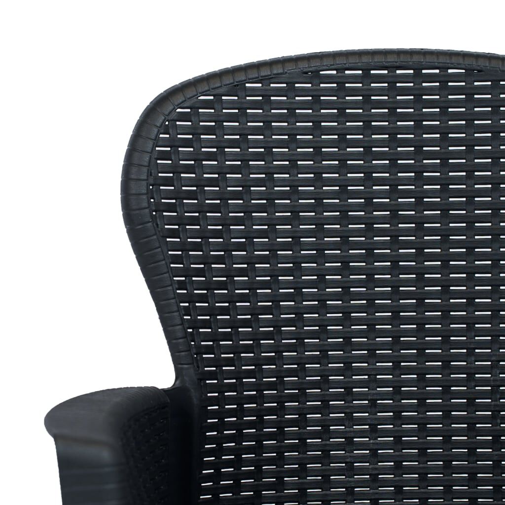 vidaXL Garden Chairs 2 pcs with Cushion Anthracite Plastic Rattan Look