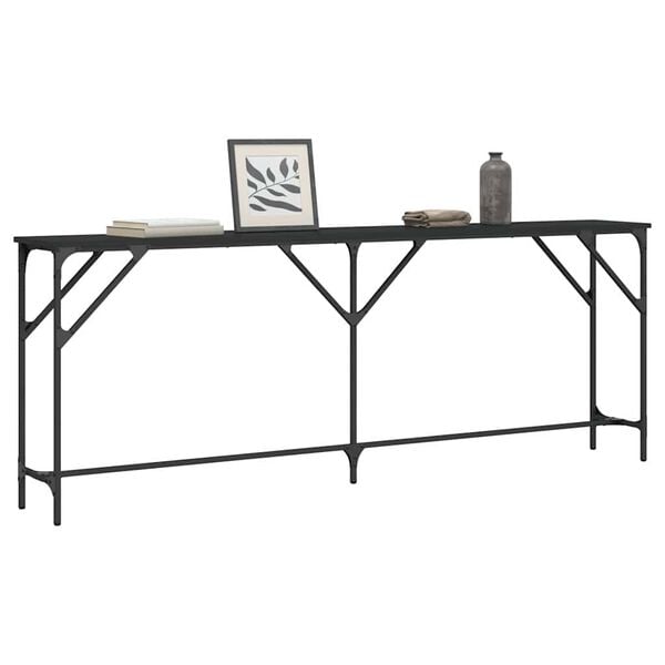 vidaXL Console Table Black 200x29x75 cm Engineered Wood
