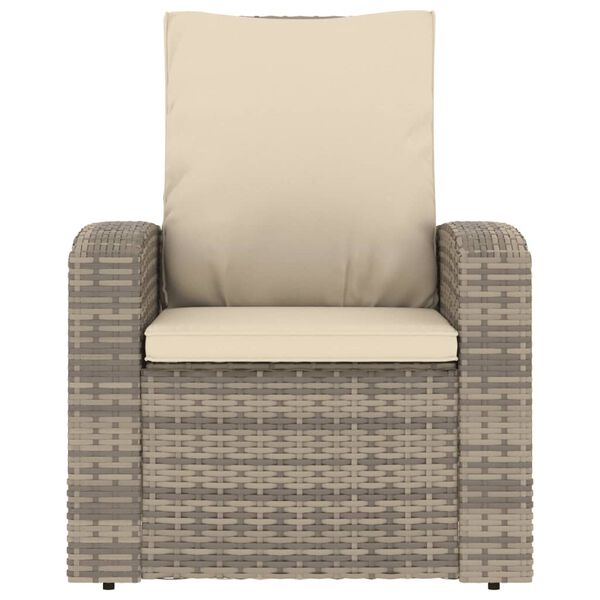 vidaXL Garden Reclining Chair with Cushions Light Brown Poly Rattan
